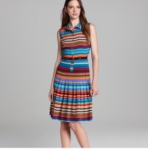 Calvin Klein Multicolor Rainbow Striped Sleeveless Shirt Dress - Size 2